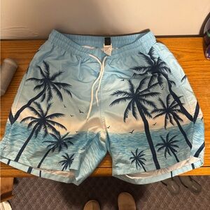 Blue Palm Tree Swim Shorts